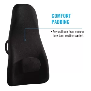 New High Back Extra Head Support Cushion Removable Adjustable Lumbar Pad- Black - Image 11
