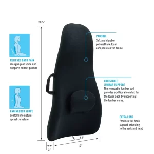 New High Back Extra Head Support Cushion Removable Adjustable Lumbar Pad- Black - Image 8
