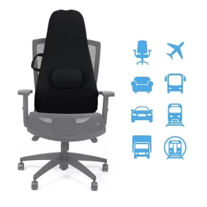 New High Back Extra Head Support Cushion Removable Adjustable Lumbar Pad- Black - Image 9