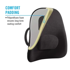 Wide Back Support Cushion Removable Adjustable Lumbar Pad Broader Back - Black - Image 7